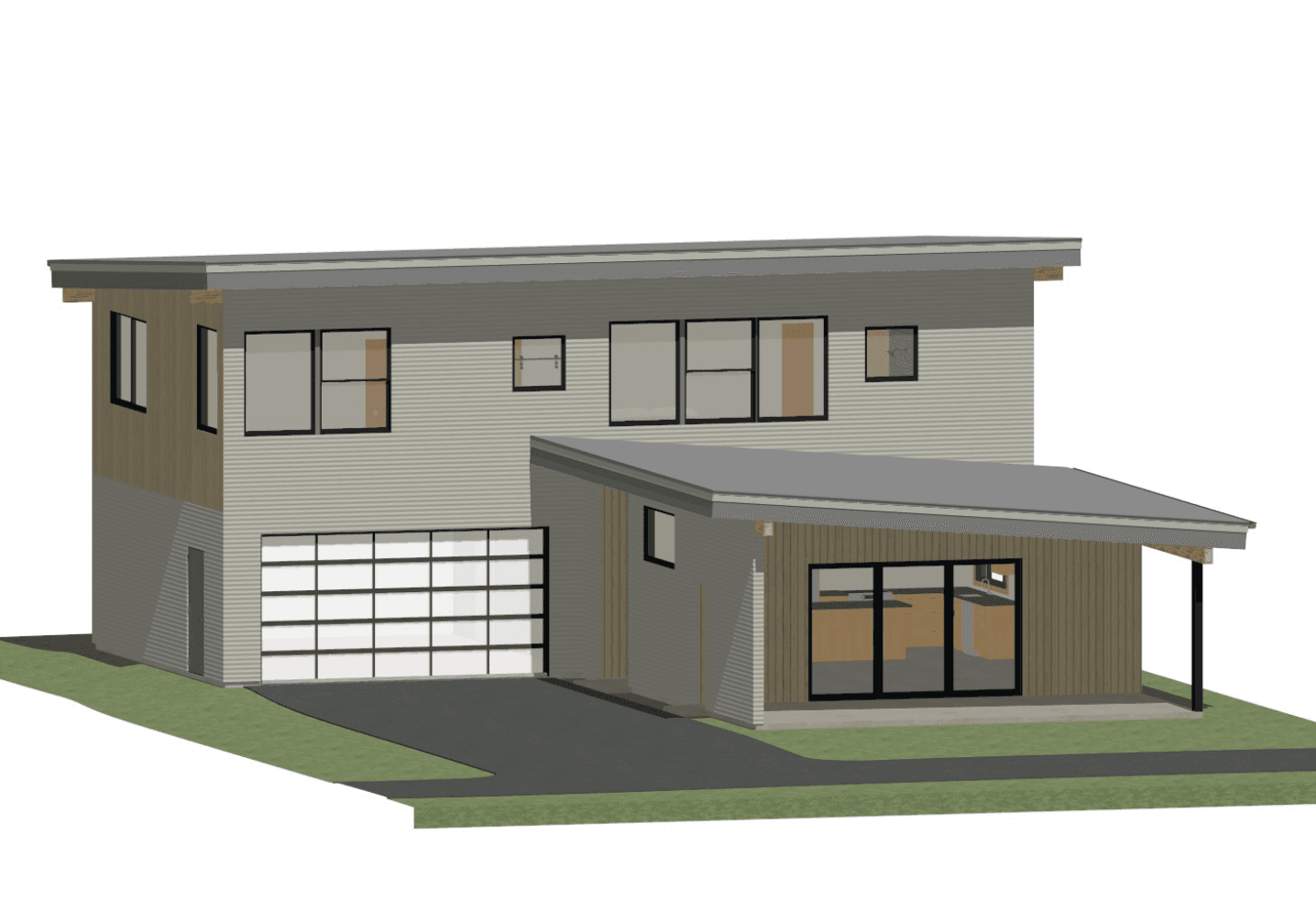 Exterior rendering of modern home